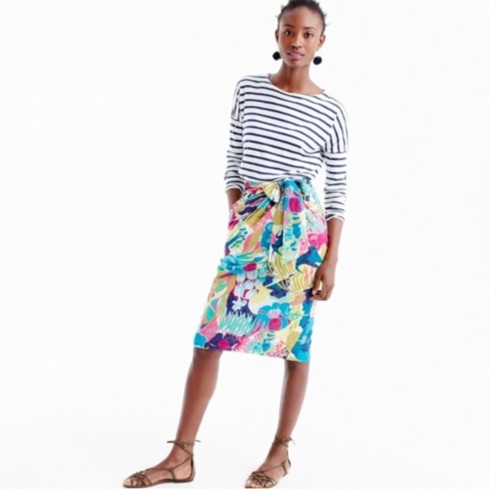 J. Crew seaside Floral tie waist skirt